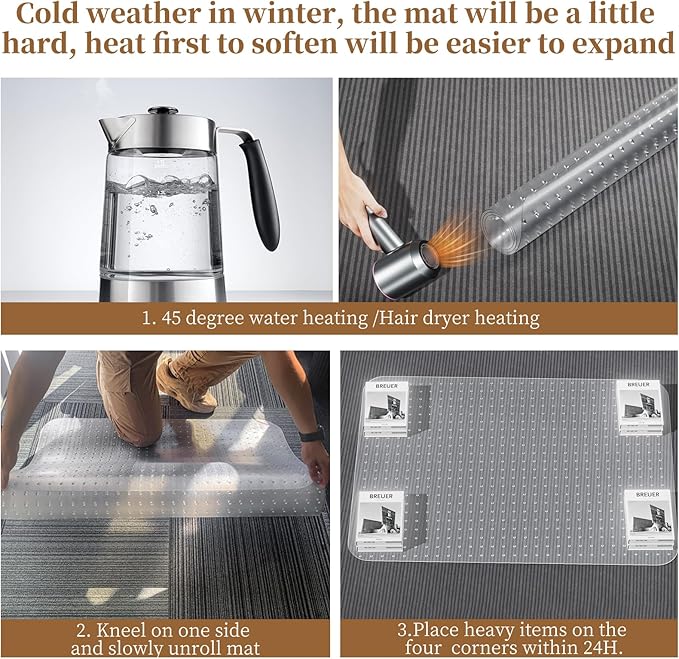 Office Chair Mat for Carpet, 36" Round Clear and Thick Carpet Chair Mats with Non-Slip Studded for Home and Office Low Pile Carpets - Not for Hardwood Floor