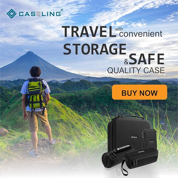 Caseling Hard Case - 7.2"x7.2"x2.2" - for External USB, DVD, CD, Blu-ray Rewriter/Writer and Optical Drives - Portable Carrying Travel Storage Case - EVA ProtectionBlack