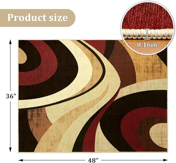 Office Chair Mat for Hardwood Floor, 48"x36" Easy Glide Computer Desk Mat Protector for Rolling Chair Under Desk Rug Nonslip Backing, Machine Wash, (Modern)