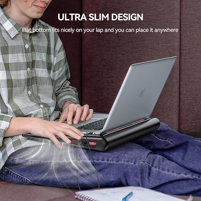 TECKNET Laptop Cooling Pad - 12"-15.6" Laptops Cooler, Powerful Cooler and Ultra Quiet for Gaming Laptops Pad, 2 Wind Speed Adjustable, USB A & C Powered Cooler Stand with Laptop Fan LED (Red)