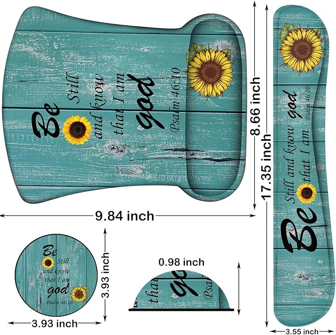 Ergonomic Mouse Pad, Mouse Wrist Rest Pad + Keyboard Wrist Rest Pad + Coaster, Made of Memory Foam, Easy to Use and Relieve Wrist Pain, Computer, Games, Office, Home - Sunflower Psalm 46:10