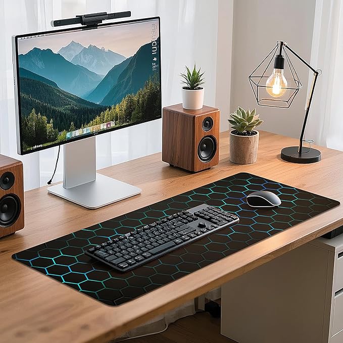 Gaming Mouse Pad - (31.5"×11.8") Honeycomb Large Mouse Pads for Desk - Desk Mat for Keyboard and Mouse with Non-Slip Base, Desks Pad Matfor Game/Office & Home