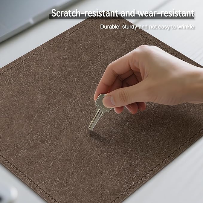 Imitation Crazy Horse Leather Desk Mat - Waterproof Desk Pad - Ideal for Large Mouse Pad and Desk Mats on Top of Desks (Chestnut+Chestnut, 11"*8")
