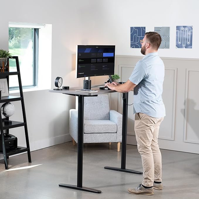 VIVO Electric Single Motor Standing Desk Frame for 41 to 74 in Table Tops, Memory Height Adjustment, Frame Only, Black, DESK-E151EB
