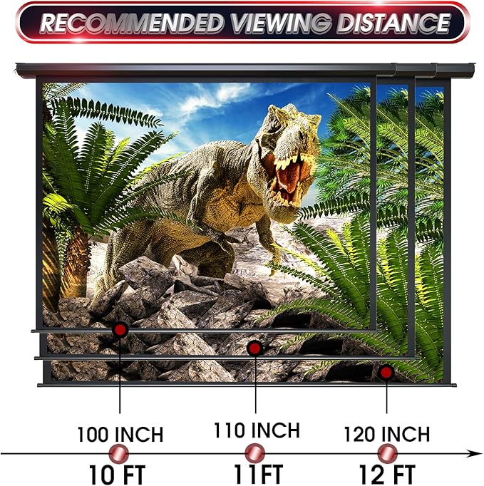 100" Motorized Projector Screen - Indoor and Outdoor Movies Screen 100 inch Electric 16:9 Projector Screen W/Remote Control