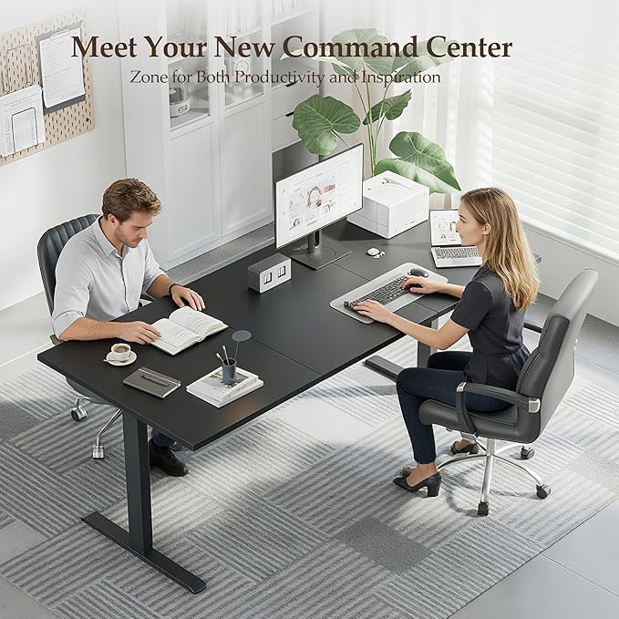 Klicelor 71 Inch Large Electric Standing Desk, Height Adjustable Office Desk, Sit Stand Up Computer Gaming Desk with Memory Preset, Three-Piece Desktop, Black