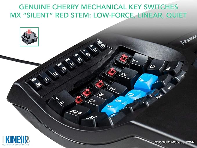 KINESIS Advantage2 Quiet LF Ergonomic USB Keyboard (KB600LFQ)