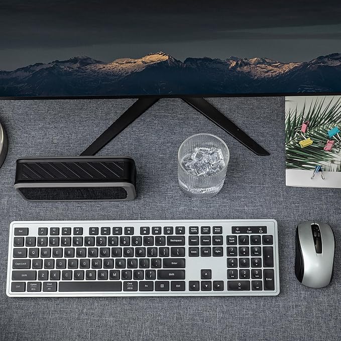 Wireless Keyboard and Mouse, 2.4GHz Cordless Silent Keyboard Mouse Combo, Optical Mouse, Plug and Play USB Receiver, Compatible with Windows, Mac, Laptop, and PC – Ideal for Office Use(Black Gray)