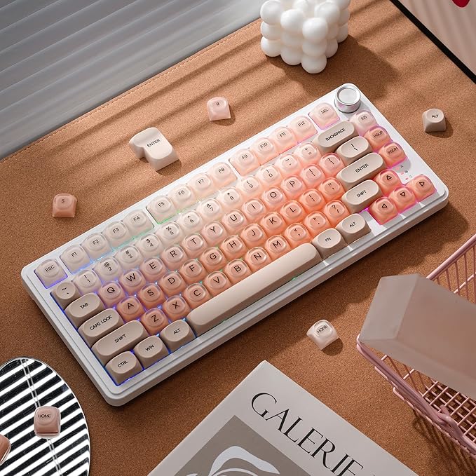 OHY PBT Keycaps, XVX Pink Jelly Foundation HOA Profile, 132-Key Cute Custom Keycaps (for Mechanical Keyboards with Cherry/Gateron MX Switches)-Flesh Pink(ONLY KEYCAPS)