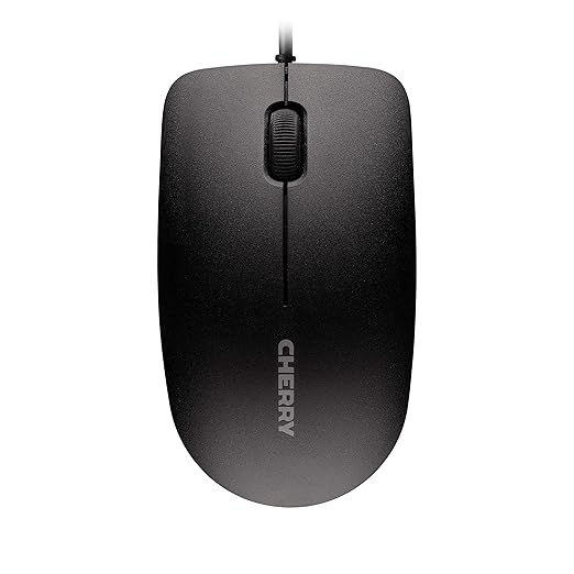Cherry MC 1000, Wired Office Mouse for PC, Optical Sensor (1,200 dpi), 3 Buttons, Symmetrical Design for Left- and Right-Handed Users, GS Certification, Black