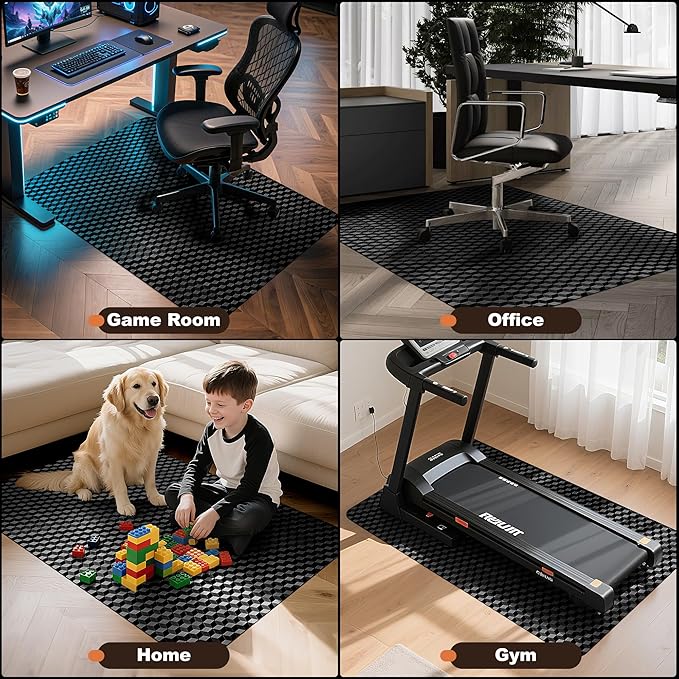 BesWin Office Chair Mat for Hard Floors, 48" x 60" Heavy Duty Large Computer Desk Chair Mats for Hardwood Floor, Anti-Slip Under Chair Floor Protector Mat for Home Office, Gaming - Black
