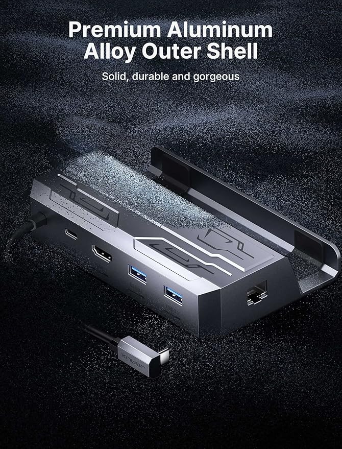 JSAUX Steam Deck Dock with 100W Charger, 6-in-1 M.2 Docking Station for Steam Deck/ROG Ally, 4K@60Hz HDMI, Gigabit Ethernet, PD 100W, 10Gbps USB A&C 3.2, M.2 Slot (Up to 2TB)-HB0604 (SSD Not Included)