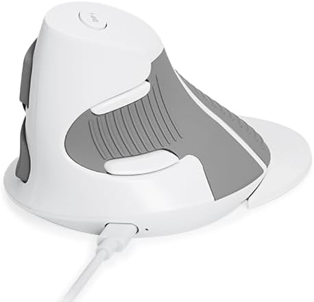 DELUX Ergonomic Vertical Mouse Wireless, Rechargeable Vertical Mouse, Bluetooth/2.4G Dual Mode, Slient Click, Removable Wrist Rest, 800/1200/1600DPI Levels, 6 Buttons, for Laptop/PC (M618G DB-White)
