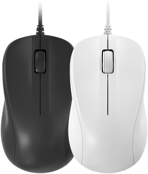CORN USB Silent Wired Computer Mouse with Easy Click for Office and Home, 1200DPI, Premium and Portable, Compatible with Windows PC, Laptop, Desktop, Notebook (Black)