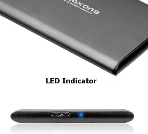 Maxone 500GB Ultra Slim Portable External Hard Drive HDD Compatible with PC, Laptop, Grey