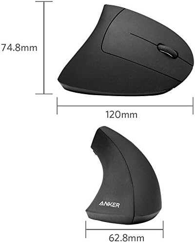 Anker 2.4G Wireless Vertical Ergonomic Optical Mouse for Work, Multi-Device Connectivity, 800/1200 /1600 DPI, 5 Buttons for Laptop, Desktop, PC - Black