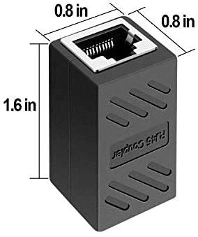 2 PCS Gigabit RJ45 Coupler, Ethernet Extender Connector in Line Coupler for Cat8/Cat7/Cat6/Cat5e/Cat5 Ethernet Cable Extender Adapter Female to Female (Black)
