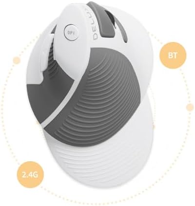 DELUX Ergonomic Vertical Mouse Wireless, Rechargeable Vertical Mouse, Bluetooth/2.4G Dual Mode, Slient Click, Removable Wrist Rest, 800/1200/1600DPI Levels, 6 Buttons, for Laptop/PC (M618G DB-White)