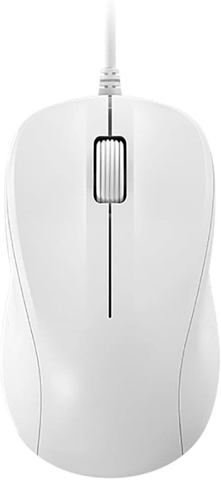 CORN USB Silent Wired Computer Mouse with Easy Click for Office and Home, 1200DPI, Premium and Portable, Compatible with Windows PC, Laptop, Desktop, Notebook (White)