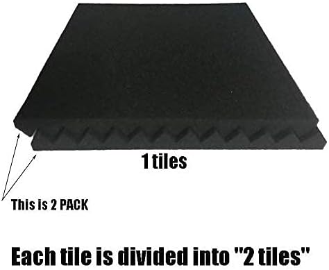 52 Pack 12 "X 12 "X1" Acoustic Panels Studio Soundproofing Foam Wedge Tiles, (52BLACK)