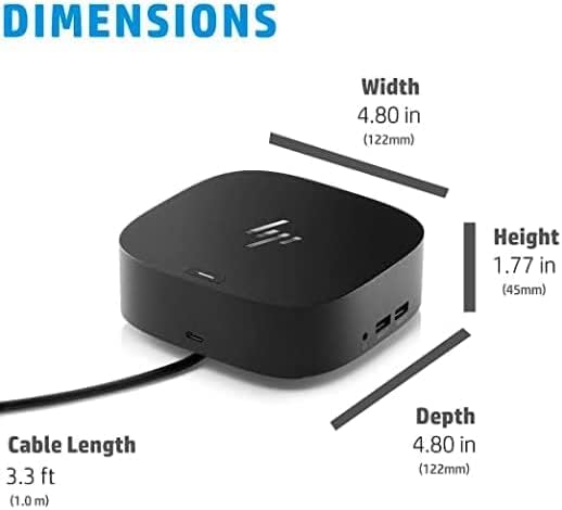 HP USB-C Dock G5, 26D32AA#ABL, Universal Docking Station with USB-C, HDMI, DisplayPort, Ethernet, Audio, USB 3.0 – Renewed