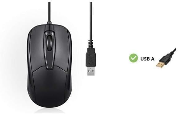 Perixx PERIMICE-209 3 Button USB Wired Mouse - Optical - 1000 DPI - 5.9 Ft Cable - Black