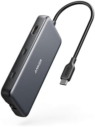Anker USB C Hub with Ethernet, 8-in-1 Multiport Ethernet Adapter with 4K 60Hz HDMI Port, 85W Power Delivery, 10Gbps USB C and 2 A Data Ports, microSD SD Card Reader, for MacBook Pro/XPS/iPad and More