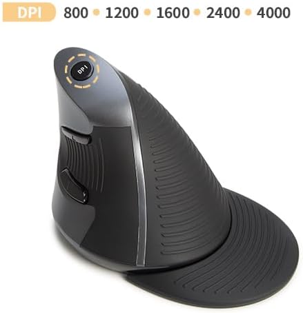 DELUX Ergonomic Vertical Mouse Wireless, Rechargeable Vertical Mouse, Bluetooth/2.4G Dual Mode, Slient Click, Removable Wrist Rest, 800/1200/1600DPI Levels, 6 Buttons, for Laptop/PC (M618G DB-Black)