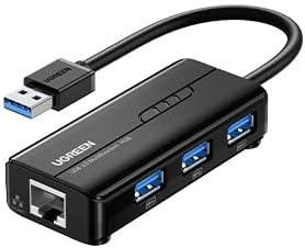 UGREEN USB 3.0 Hub Ethernet Adapter 10 100 1000 Gigabit Network Converter with 3 USB 3.0 Ports Hub Compatible with Laptop PC MacBook Mac mini Surface XPS Windows Linux macOS, and More