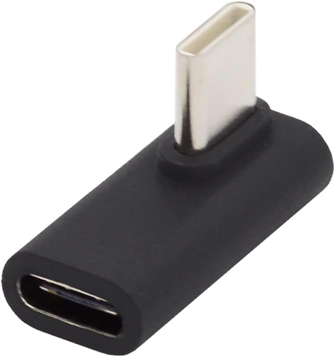 NFHK Low Profile 90 Degree Right & Left Angled USB 3.1 Type-C Male to Female Extension Adapter for Laptop & Tablet & Phone
