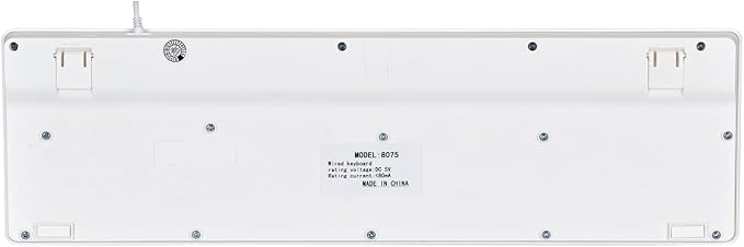 MCSaite Wired White USB 104 Keys Computer Keyboard with Stands,Waterproof - US Layout Compatible for Windows, PC, Laptop