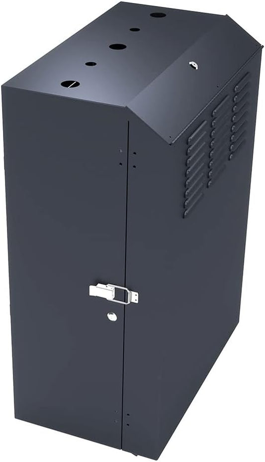 NavePoint 8U Vertical Server Rack Enclosure, Low Profile, 27.5" Deep, Max Weight Capacity 132lbs - 8U Network Cabinet Vertical Wall Mount, Perforated, Black