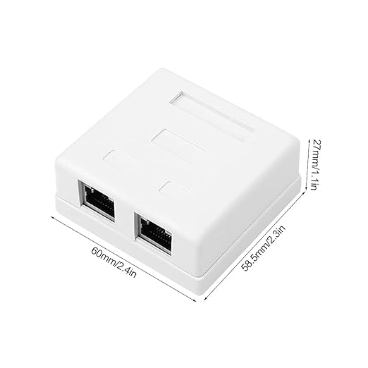 Double Port Desktop Network Module Box Shielded Cat 6 RJ45 8P8C Integrated Housing for Category 5 and Category 6 Multimedia Components Polycarbonate Shell Phosphor Bronze Contacts