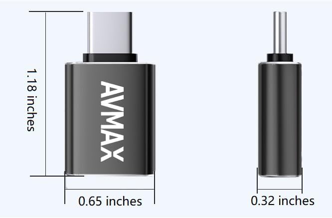 AVMAX USB C to USB A Adapter 4 Pack, USBC Male to USB A 3.0 Female OTG Adapter, Type C Male to Type A Female 3.0 OTG Adapter for Apple iPhone 16 15, Flash Thumb Drive,Mac,iPad,Samsung Galaxy