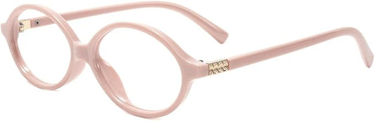 Slocyclub Fashion Oval Blue Light Blocking Glasses for Women Men Vintage Oval Small Frame Eyeglasses Retro Glasses, Pink