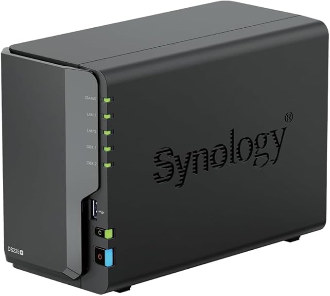 Synology DS225+ 2-Bay Diskstation NAS (Intel Celeron J4125 Quad-Core, 2 GB Non-ECC DDR4 SODIMM 1 x 2,5 GbE und 1 x 1 GbE RJ-45 LAN-Port) 16TB Bundle with 2X 8TB Seagate Ironwolf