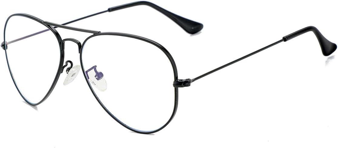Gleyemor Blue Light Aviator Glasses for Women Men, Metal Frame Anti Blue Light Lens Computer Glasses