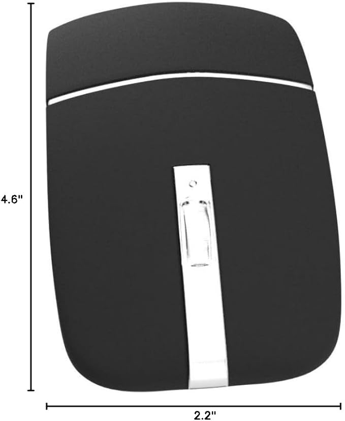 WFB Bluetooth Wireless Mouse for Laptop, Foldable Arc 180° Rotating Silent Click Portable Curved Computer Mice for Home, Office, Travel(Black)