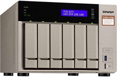 QNAP Turbo NAS TVS-673e NAS Storage, AMD RX-421BD, 32GB DDR4, 2TB SSD for Ultra Fast Storage, 24TB HDD, Radeon R7 Graphics, RAID, QTS 4.3 Operating System