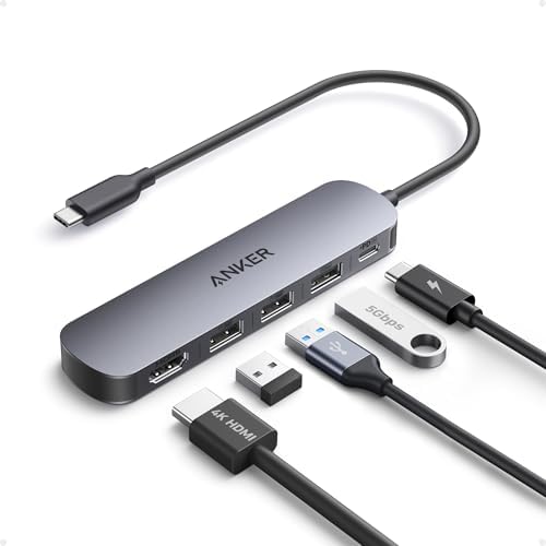 Anker 5-in-1 USB C Hub Bundle with Anker 4-Port USB 3.0 Hub, Multiport USB Hubs for Laptops