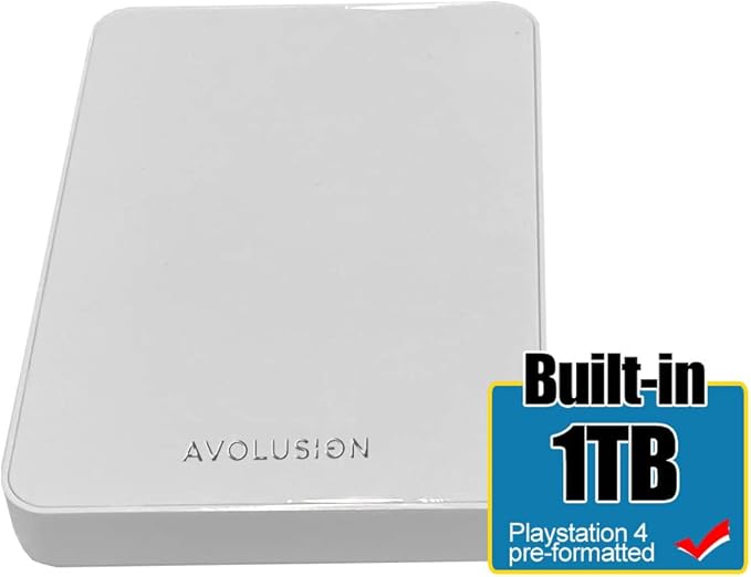 Avolusion Z1-S 1TB USB 3.0 Portable External Gaming Hard Drive - White (for PS4, Pre-Formatted)