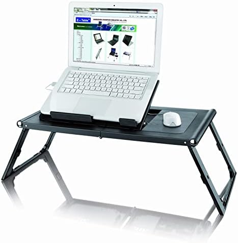 Laptop Desk for Bed - Foldable Lap Tray With Internal USB Fans, Height & Angle Adjustable Tablet Stand, Notebook Breakfast Table