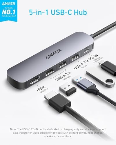 Anker 5-in-1 USB C Hub Bundle with Anker 4-Port USB 3.0 Hub, Multiport USB Hubs for Laptops