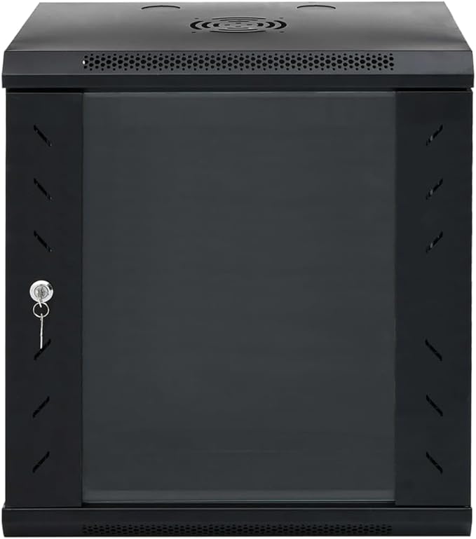 12U Wall Mounted Network Cabinet, 19 Inch Data Server Rack Enclosure with Lockable Toughened Glass Door, 20.9 x 15.7 x 23.6 Inches, Cold-Rolled Steel IT Rack