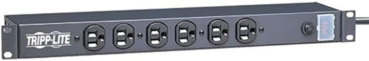 Tripp Lite 6 Outlet Rackmount Network-Grade PDU Power Strip, Front-Facing, 1U, 15A, 15ft Cord with 5-15P Plug (RS-0615-F)
