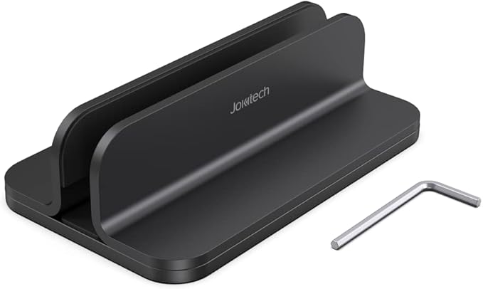 Aluminum Laptop Vertical Stand Organizer, Sturdy Laptop Computer Holder Desktop Stand Compatible with new Retina Apple MacBook Pro/Air/Neo, Mac mini & iPad Pro - Black