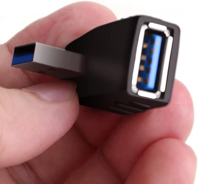 USB 3.0 Adapter 90 Degree Male to Female Coupler Connector Plug Left Right Up Down Angle (USB 3.0 Adapter Right 2PCS)
