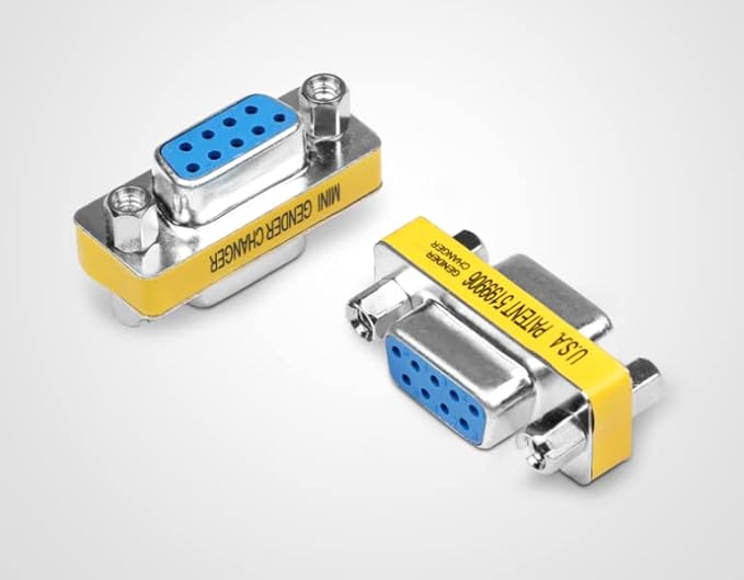 Fielect DB9 VGA Gender Changer 9 Pin Female to Female 2-Row Mini Gender Changer Coupler Adapter Connector for Serial Applications Blue Pack of 1