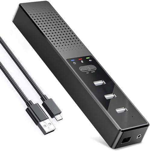 3 in 1 USB Computer Speaker with Microphone, PC Laptop Desktop Conference Speaker with Mic for Smart Home Office and Online Study，360 Degree Enhanced (Classic)