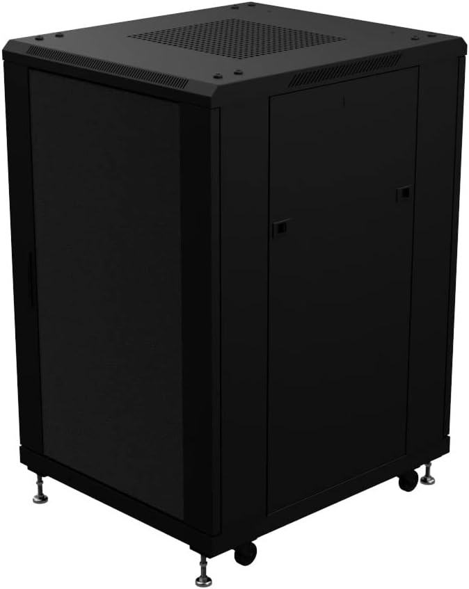 NavePoint 18U AV Rack Cabinet, 28 in Depth, Cold-Rolled Steel, Black